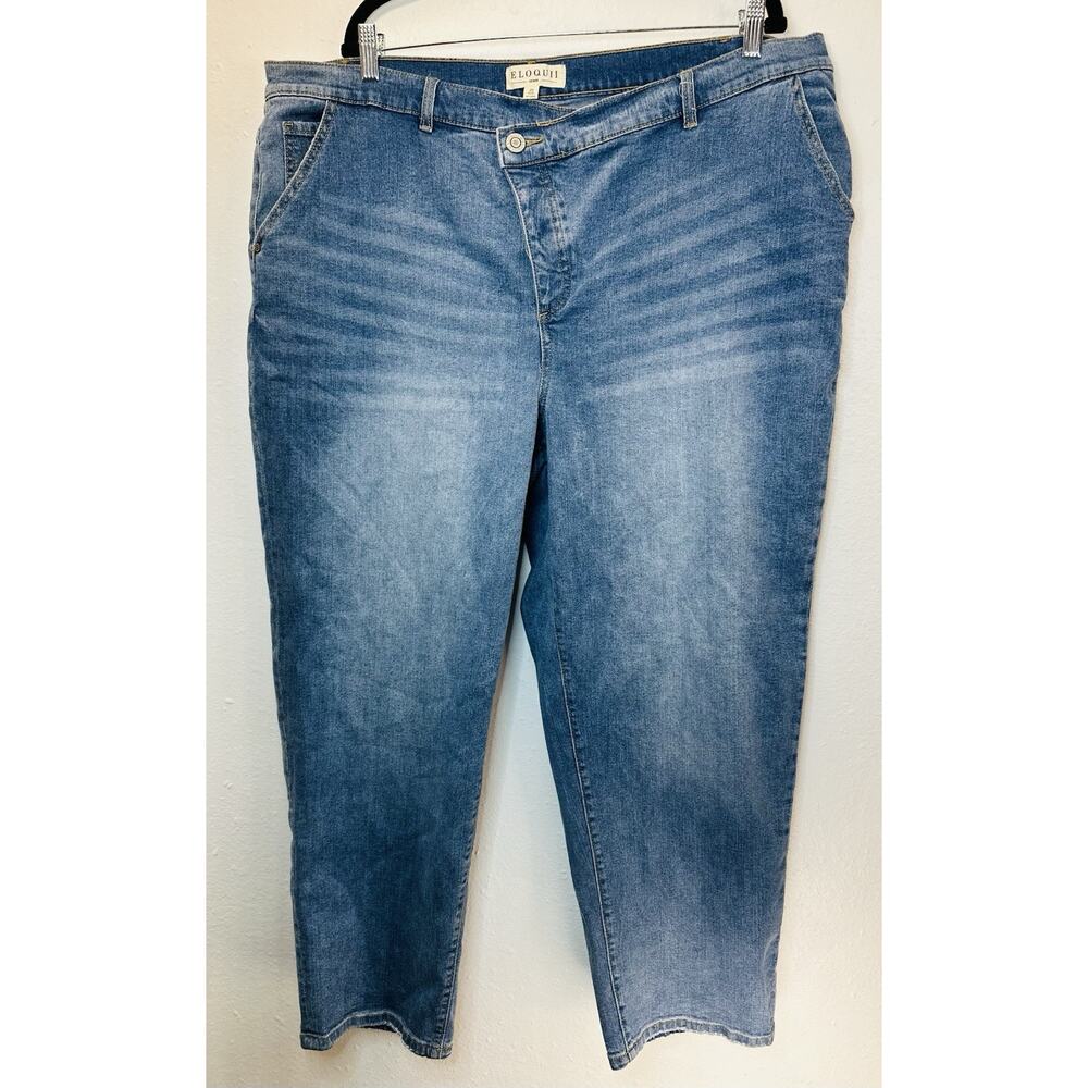 Eloquii Denim Asymmetrical Button Size 20 Tapered Jean